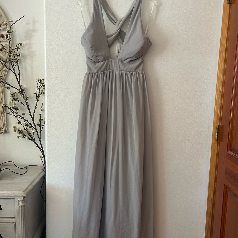 Lulu's Gray Halter Backless Gown - image 1